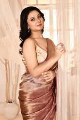 'Old Mauve-Pink' Pure Kora Silk Tissue Banarasi Handloom Saree